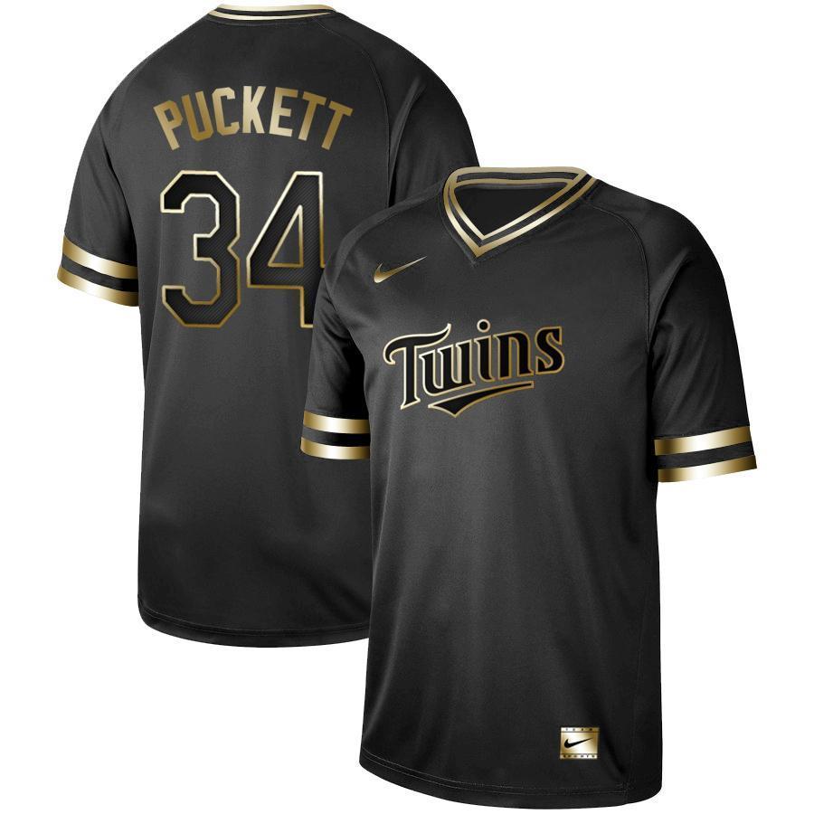 Kirby Puckett Minnesota Twins New Arrival 2019 Baseball Player Black Golden Jersey
