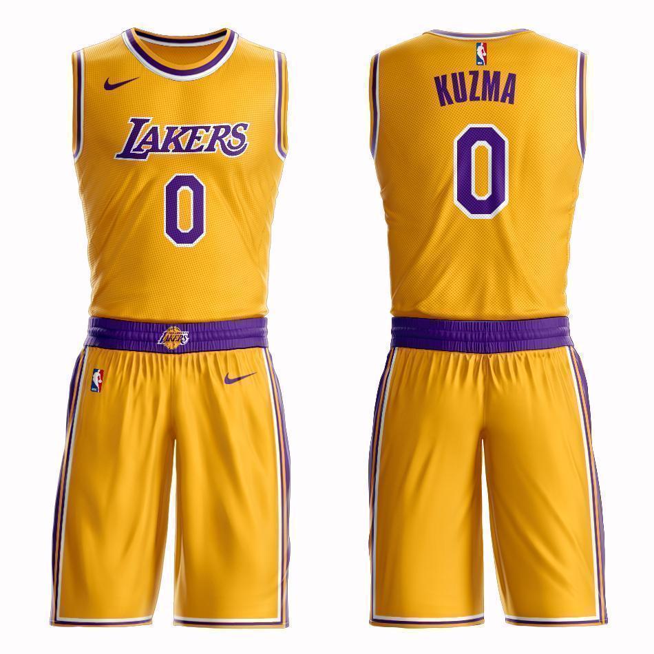 Los Angeles Lakers #0 Kyle Kuzma Icon Jersey and Pant Set