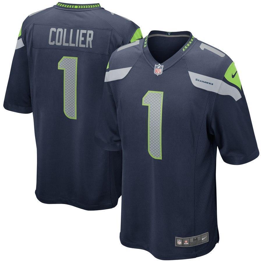 L.J. Collier Seattle Seahawks 2019 Draft First Round Pick Game Jersey - Navy