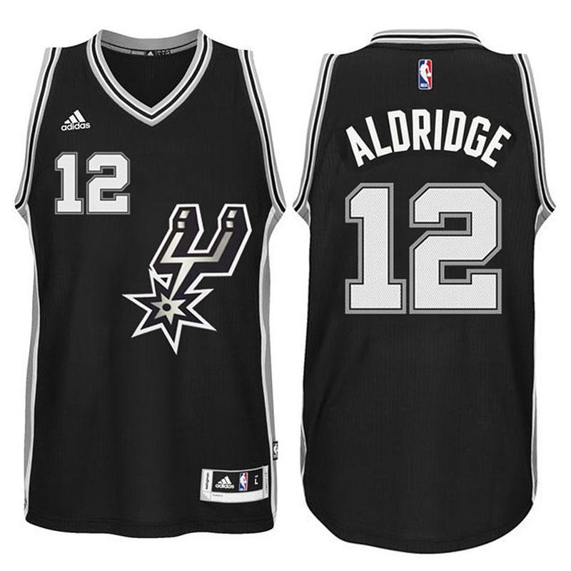 LaMarcus Aldridge San Antonio Spurs #12 Black Signature Spur New Swingman Road Jersey