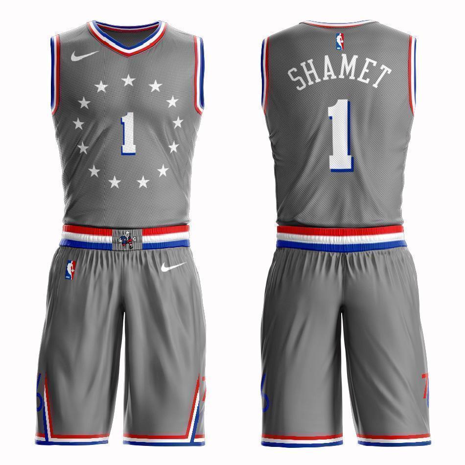 Philadelphia 76ers #1 Landry Shamet City 2019 Jersey and Pant Set