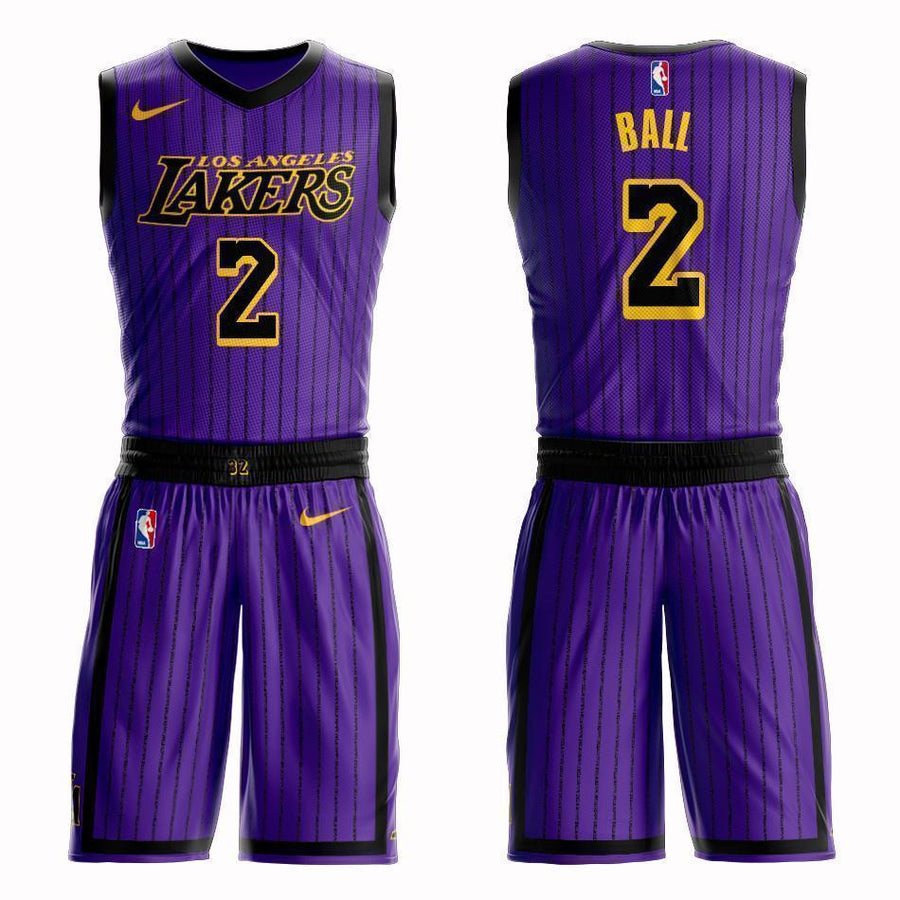 Los Angeles Lakers #2 Lonzo Ball City 2019 Jersey and Pant Set