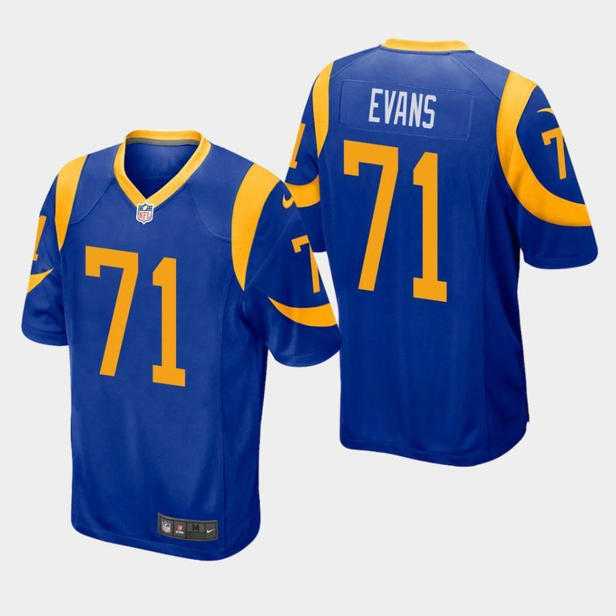 Los Angeles Rams #71 Bobby Evans 2019 Draft Game Jersey - Royal
