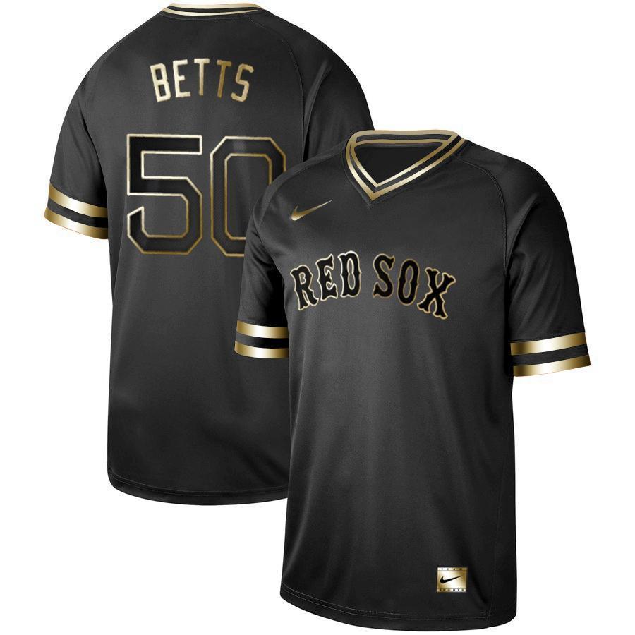 Majestic Mookie Betts Boston Red Sox New Arrival 2019 Baseball Player Black Golden Jersey