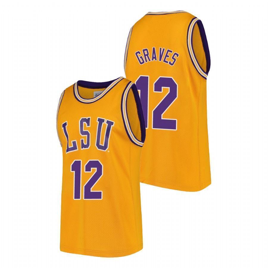 Marshall Graves LSU Tigers Basketball Jersey - Gold