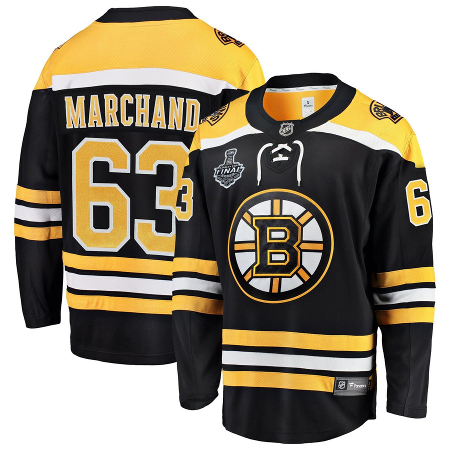 Men s Boston Bruins Brad Marchand Fanatics Branded Black 2019 Stanley Cup Final Bound Home Breakaway Player Jersey Black Yellow