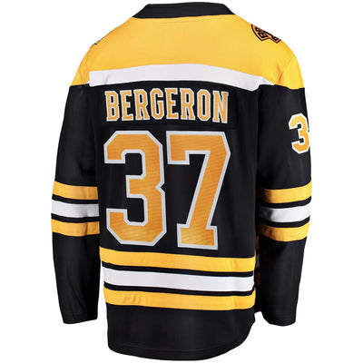 Men s Boston Bruins Patrice Bergeron Fanatics Branded Black 2019 Stanley Cup Final Bound Home Breakaway Player Jersey Black Yellow