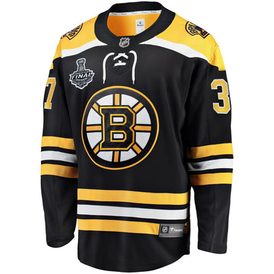 Men s Boston Bruins Patrice Bergeron Fanatics Branded Black 2019 Stanley Cup Final Bound Home Breakaway Player Jersey Black Yellow