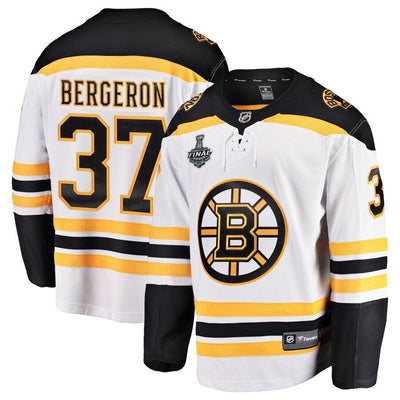 Men s Boston Bruins Patrice Bergeron Fanatics Branded White 2019 Stanley Cup Final Bound Away Breakaway Player Jersey White