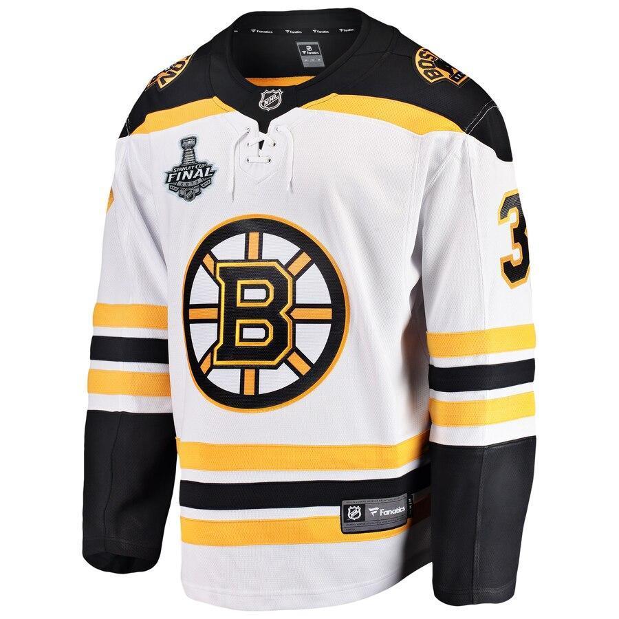 Men s Boston Bruins Patrice Bergeron Fanatics Branded White 2019 Stanley Cup Final Bound Away Breakaway Player Jersey White