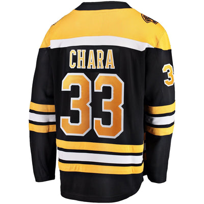 Men s Boston Bruins Zdeno Chara Fanatics Branded Black 2019 Stanley Cup Final Bound Home Breakaway Player Jersey Black Yellow