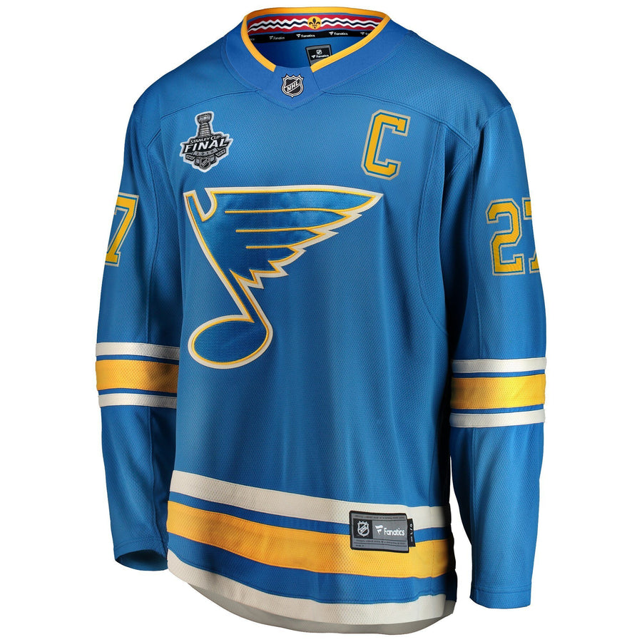 Men s St Louis Blues Alex Pietrangelo Fanatics Branded Blue Alternate 2019 Stanley Cup Final Bound Breakaway Player Jersey