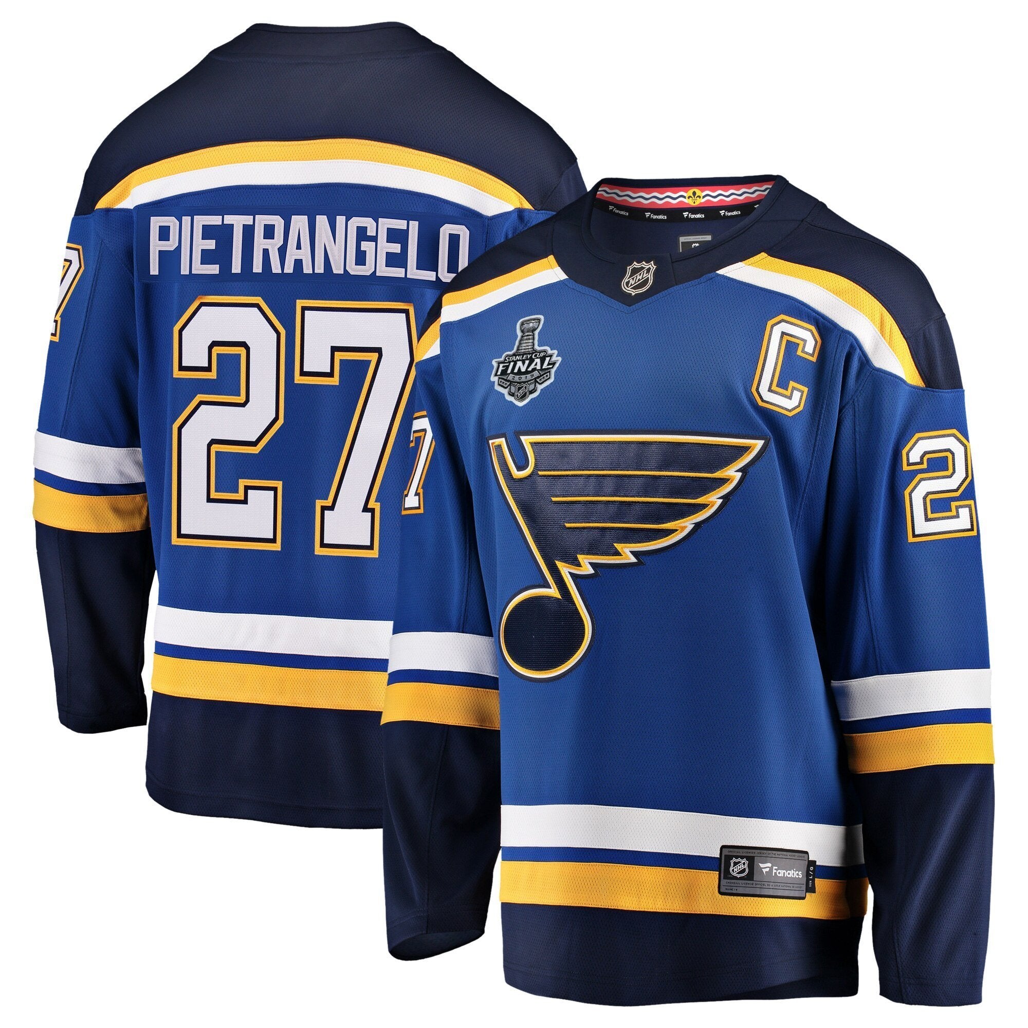 Men s St Louis Blues Alex Pietrangelo Fanatics Branded Blue Home 2019 Stanley Cup Final Bound Breakaway Player Jersey