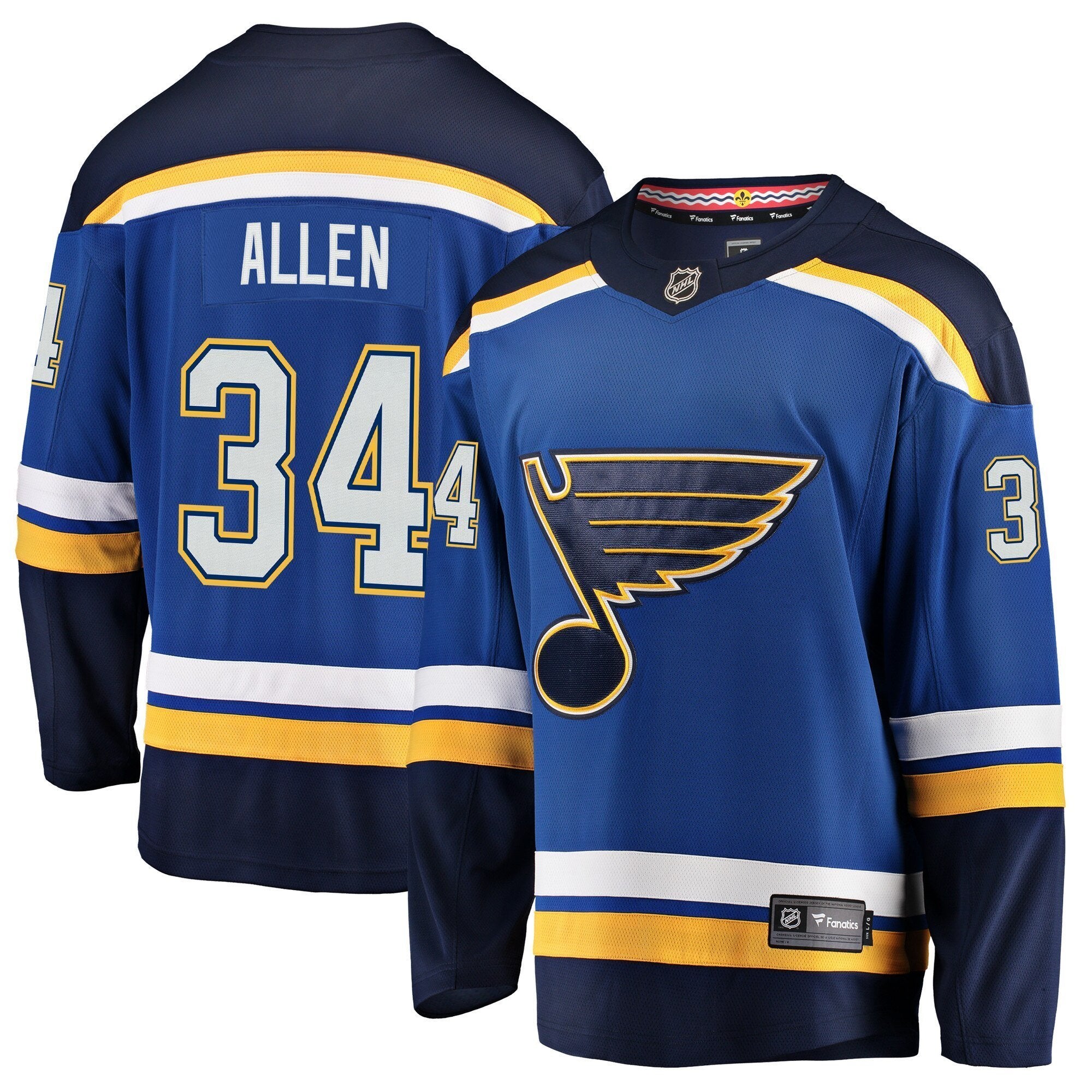 Men s St Louis Blues Jake Allen Fanatics Branded Blue Breakaway Player Jersey