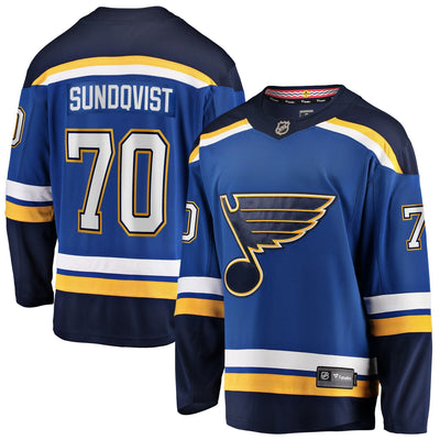 Men s St Louis Blues Oskar Sundqvist Fanatics Branded Blue Home Breakaway Player Jersey