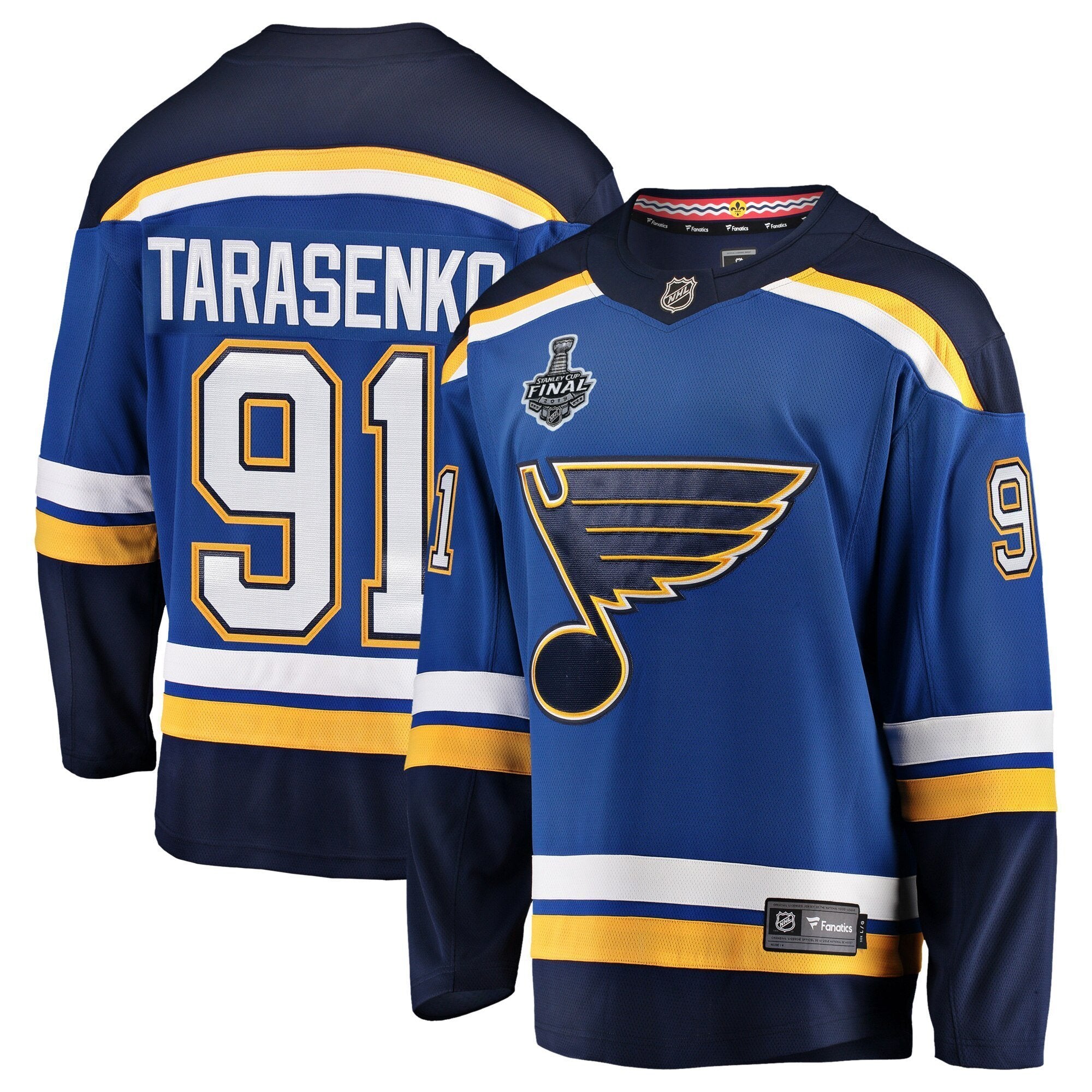 Men s St Louis Blues Vladimir Tarasenko Fanatics Branded Blue Home 2019 Stanley Cup Final Bound Breakaway Player Jersey