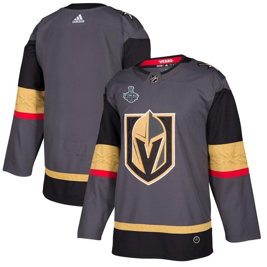 Men s Vegas Golden Knights Gray 2018 Stanley Cup Final Bound Patch Authentic Jersey Gray