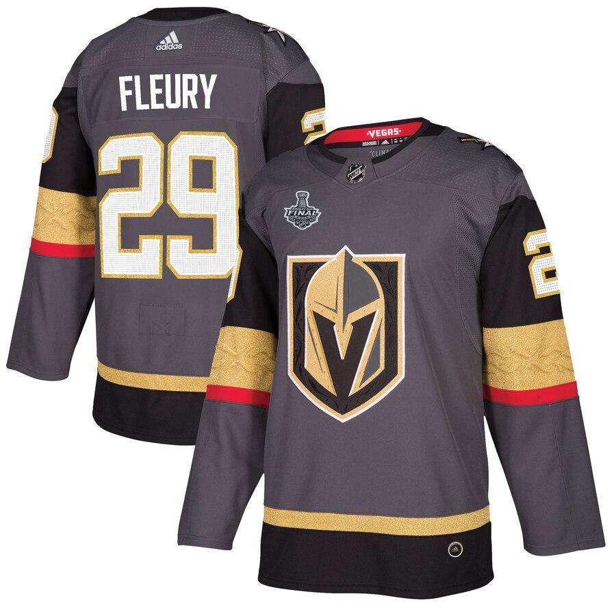 Men s Vegas Golden Knights Marc Andre Fleury adidas Gray 2018 Stanley Cup Final Bound Patch Authentic Player Jersey Gray