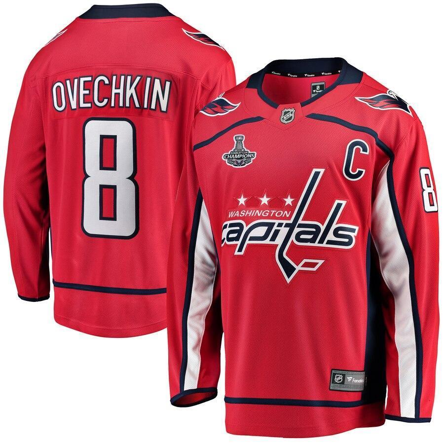 Men s Washington Capitals Alexander Ovechkin Red 2018 Stanley Cup Champions Home Breakaway Player Jersey Red