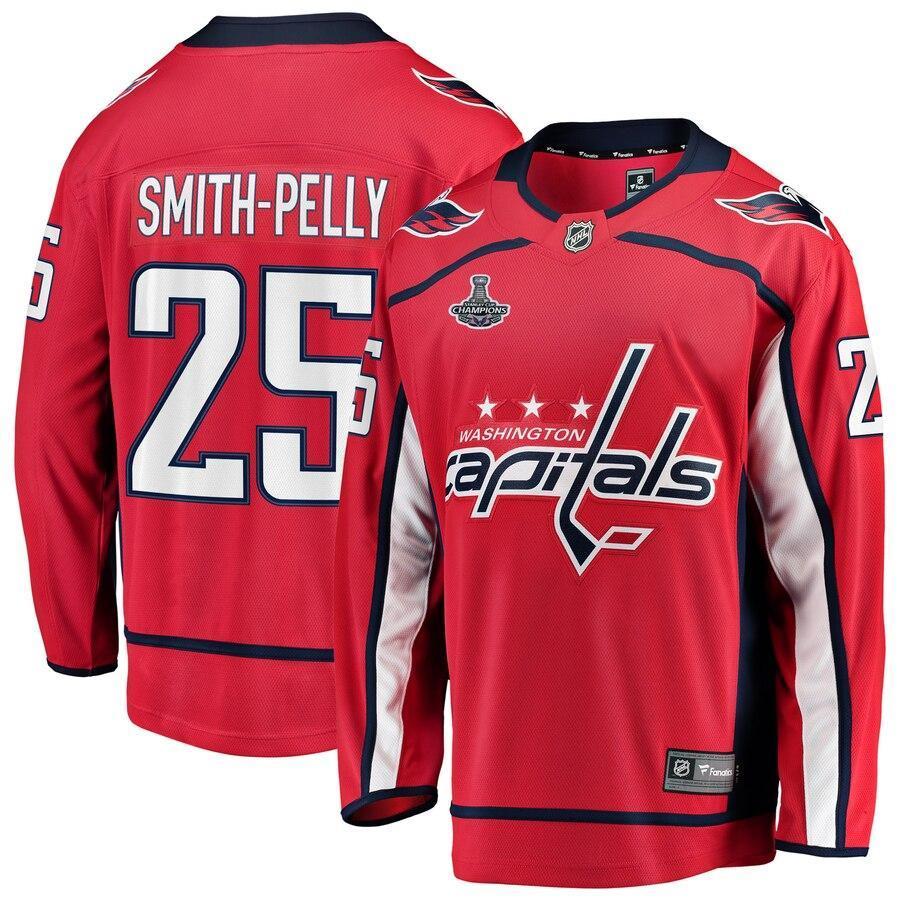 Men s Washington Capitals Devante Smith Pelly Fanatics Branded Red 2018 Stanley Cup Champions Home Breakaway Player Jersey Red