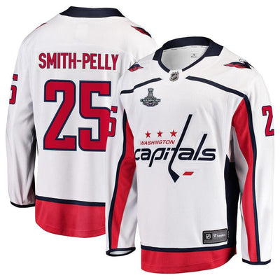 Men s Washington Capitals Devante Smith Pelly Fanatics Branded White 2018 Stanley Cup Champions Home Breakaway Player Jersey White