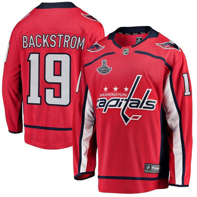 Men s Washington Capitals Nicklas Backstrom Red 2018 Stanley Cup Champions Home Breakaway Player Jersey Red