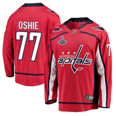 Men s Washington Capitals TJ Oshie Red 2018 Stanley Cup Champions Home Breakaway Player Jersey Red