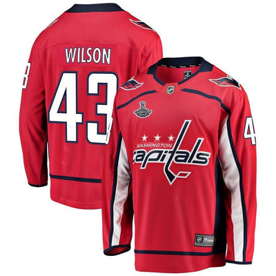 Men s Washington Capitals Tom Wilson Red 2018 Stanley Cup Champions Home Breakaway Player Jersey Red