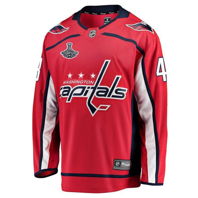 Men s Washington Capitals Tom Wilson Red 2018 Stanley Cup Champions Home Breakaway Player Jersey Red