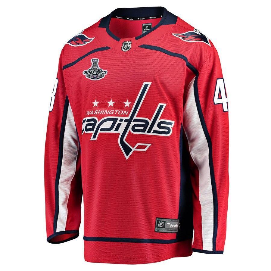 Men s Washington Capitals Tom Wilson Red 2018 Stanley Cup Champions Home Breakaway Player Jersey Red