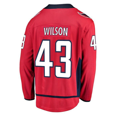 Men s Washington Capitals Tom Wilson Red 2018 Stanley Cup Champions Home Breakaway Player Jersey Red