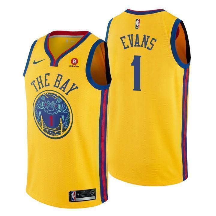 Golden State Warriors #1 Jacob Evans City Edition Gold Swingman Jersey