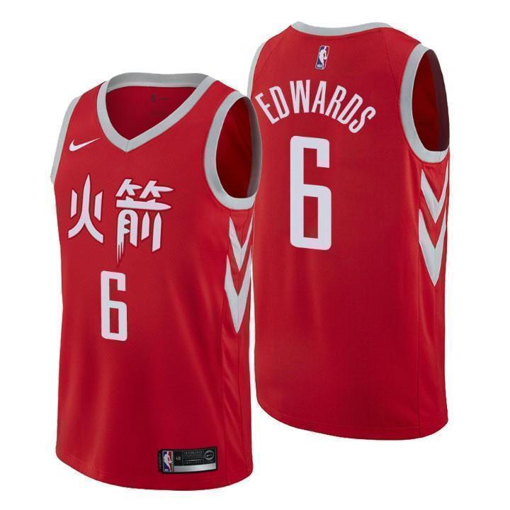 Houston Rockets #6 Vincent Edwards City Edition Red Swingman Jersey