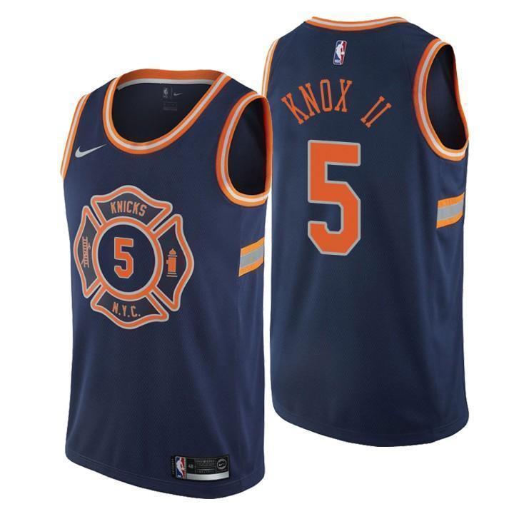 New York Knicks #5 Kevin Knox II City Edition Navy Swingman Jersey