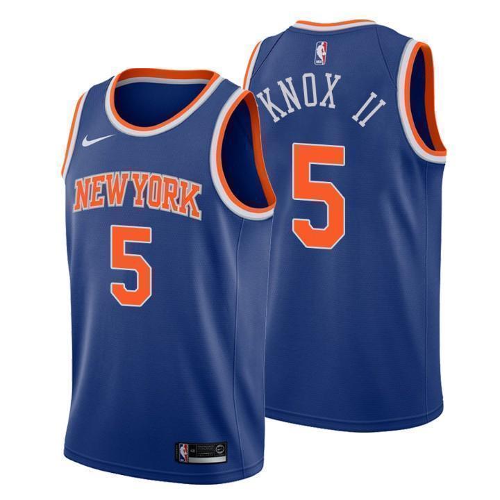 New York Knicks #5 Kevin Knox II Icon Edition Blue Swingman Jersey