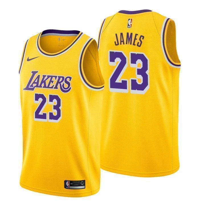 Los Angeles Lakers #23 Lebron James Icon Edition Gold Swingman Jersey
