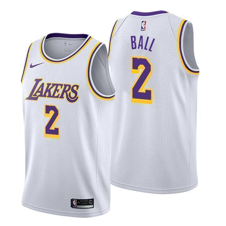 Los Angeles Lakers #2 Lonzo Ball Association White Swingman Jersey