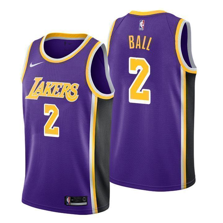 Los Angeles Lakers #2 Lonzo Ball Statement Purple Swingman Jersey
