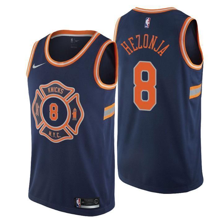 New York Knicks #8 Mario Hezonja City Edition Navy Swingman Jersey