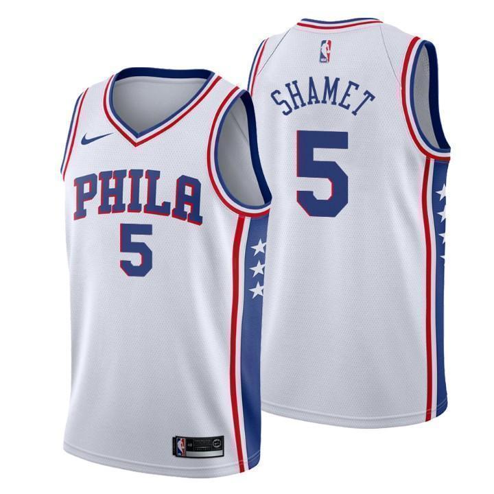 Philadelphia 76ers #5 Landry Shamet Association White Swingman Jersey