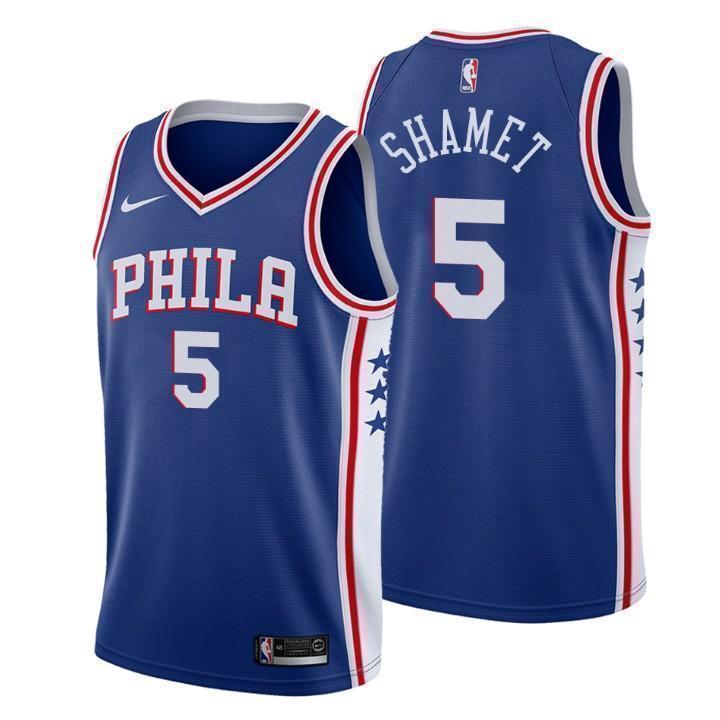 Philadelphia 76ers #5 Landry Shamet Icon Edition Blue Swingman Jersey