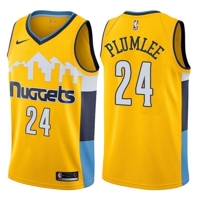 Denver Nuggets #24 Mason Plumlee Statement Gold Swingman Jersey