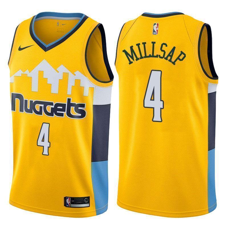 Denver Nuggets #4 Paul Millsap Statement Gold Swingman Jersey