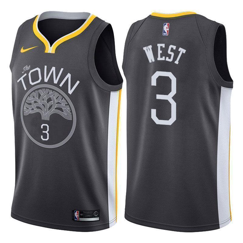 Golden State Warriors #3 David West Statement Gray Swingman Jersey