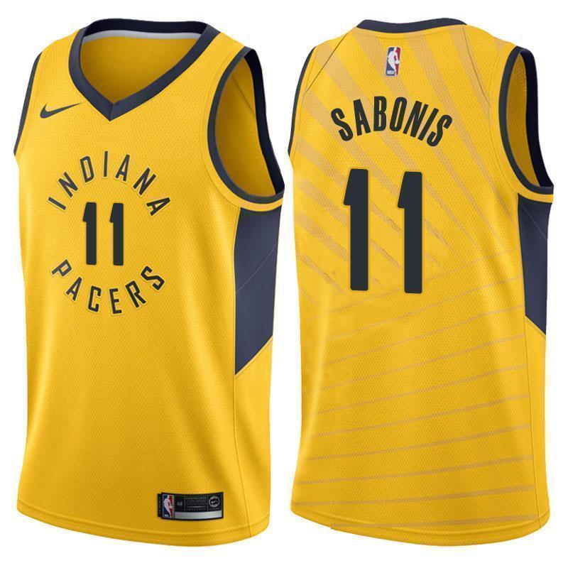 Indiana Pacers #11 Domantas Sabonis Statement Gold Swingman Jersey