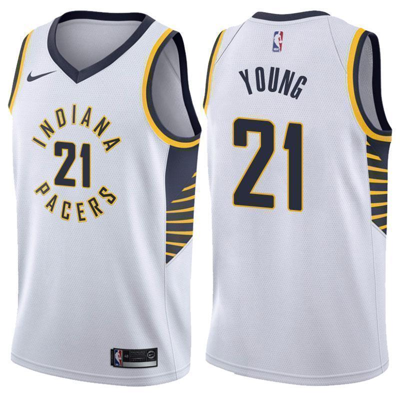Indiana Pacers #21 Thaddeus Young Association White Swingman Jersey
