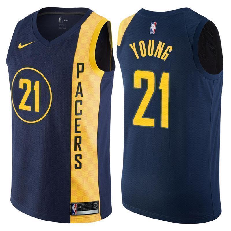 Indiana Pacers #21 Thaddeus Young City Edition Navy Swingman Jersey