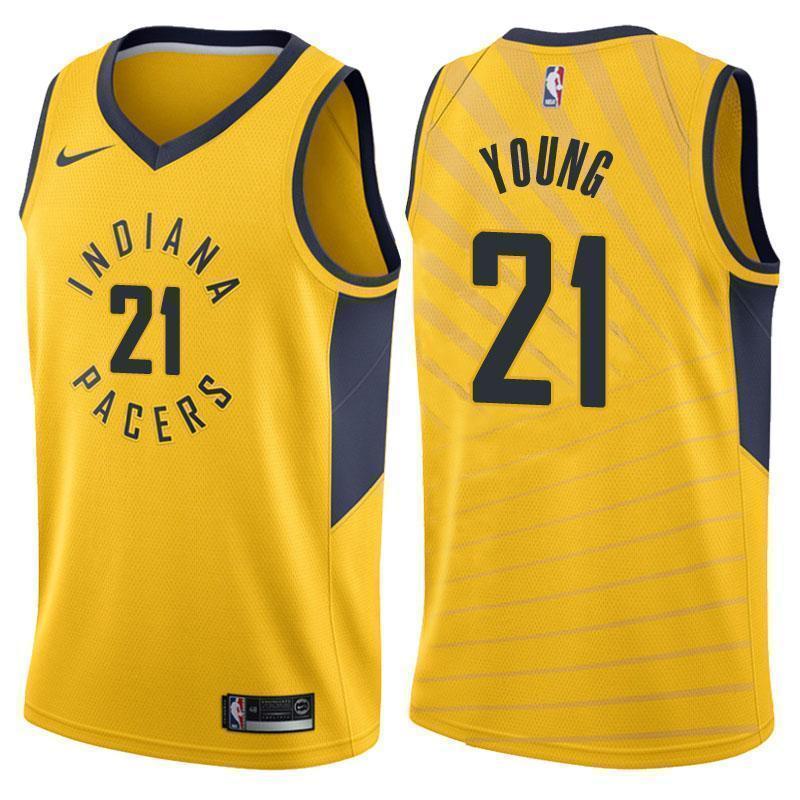 Indiana Pacers #21 Thaddeus Young Statement Gold Swingman Jersey