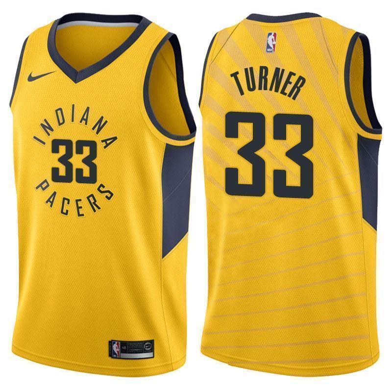 Indiana Pacers #33 Myles Turner Statement Gold Swingman Jersey