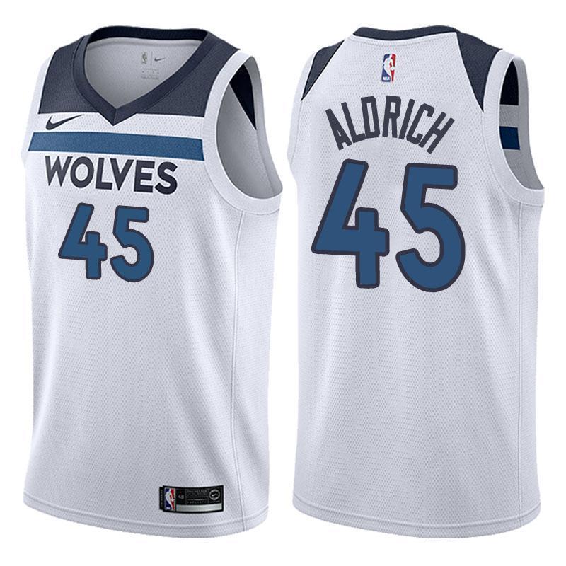 Minnesota Timberwolves #45 Cole Aldrich Association White Swingman Jersey